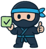 Ninja mascot giving thumbs up